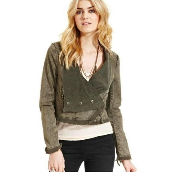 Free People Collapsing Twill Distressed Jacket - Picture 6 of 9